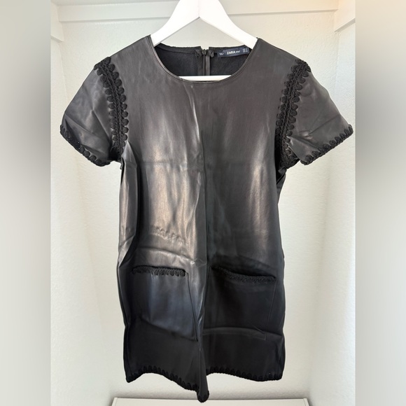 ZARA Black Leather Dress, Size Small - Picture 5 of 5
